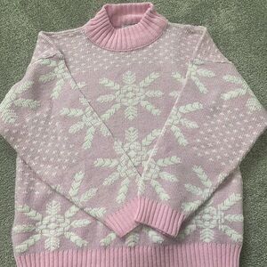 Vintage Pink Snowflake Women's Sweater